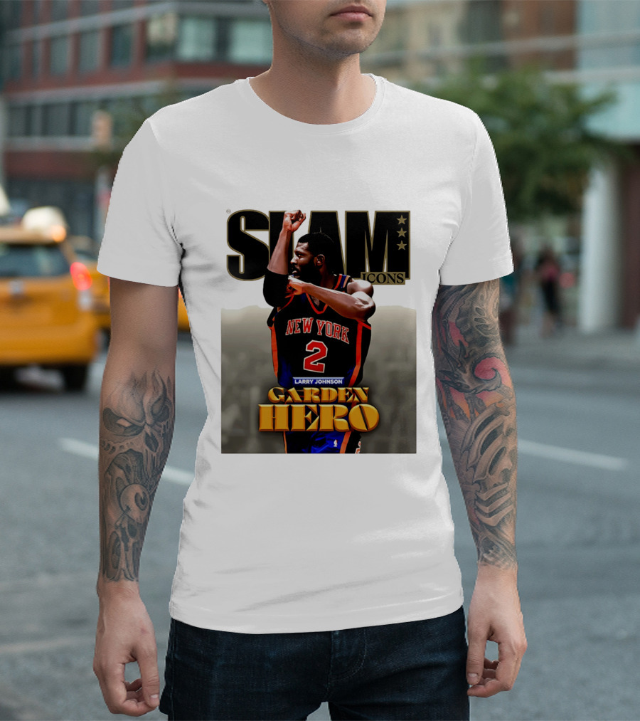 Slam Icons Larry Johnson New York 2 Garden Hero T-Shirt