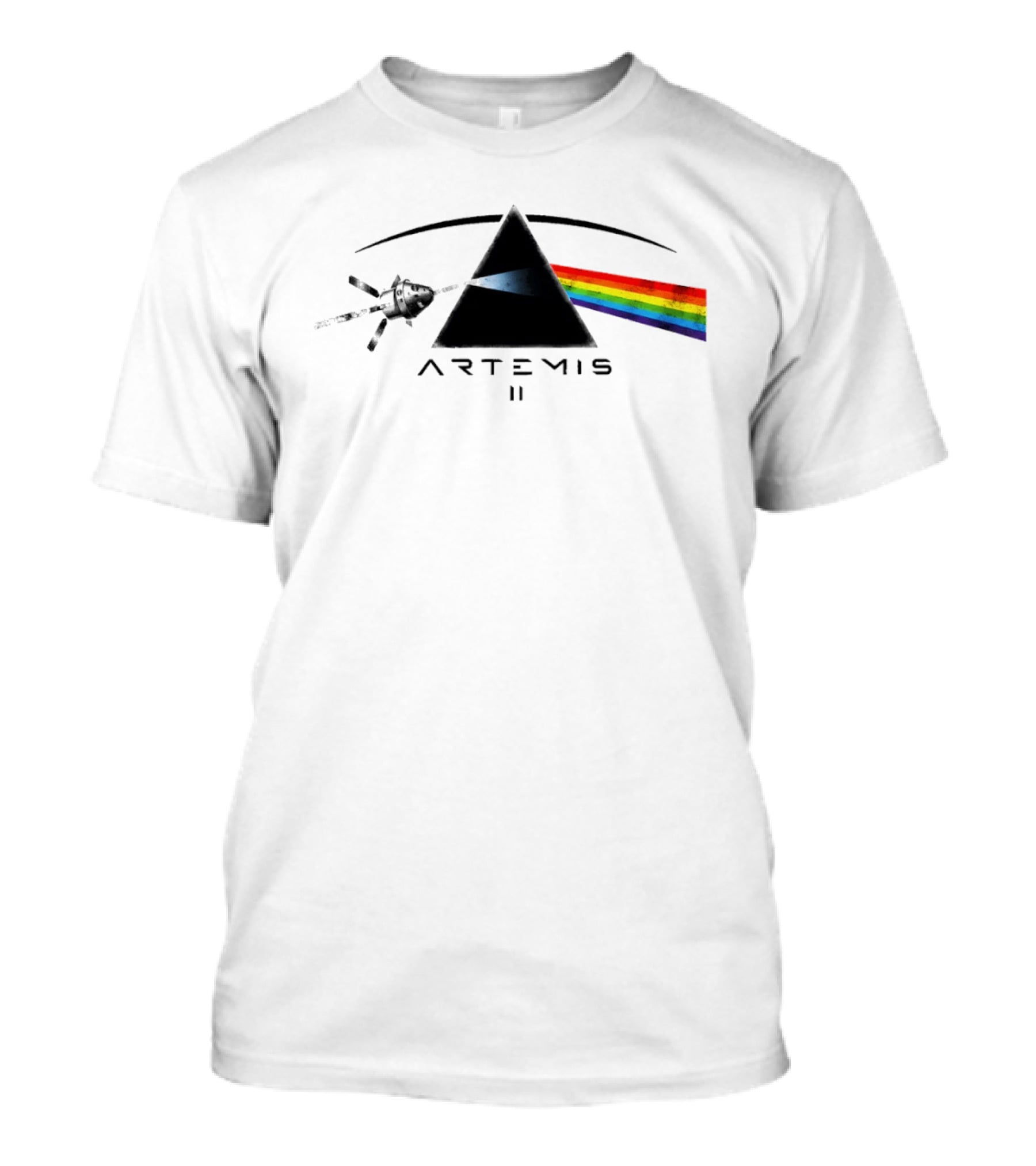 Artemis II Orion Space Program Dark Side Rainbow Triangle T-Shirt