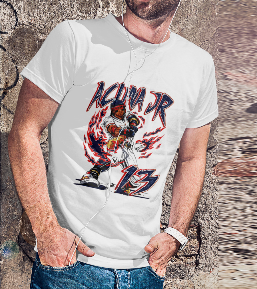 Ronald Acuna Jr Atlanta Braves 13 Hand Drawn Baseball T-Shirt