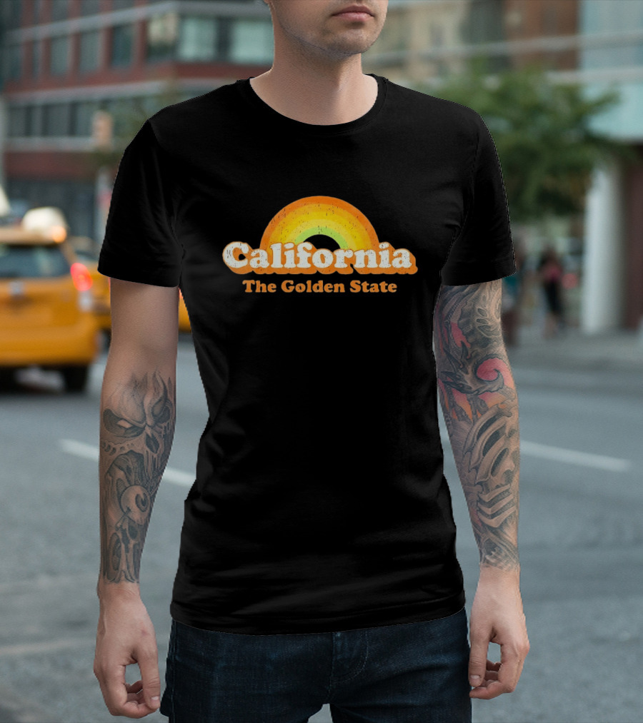 California The Golden State Retro Rainbow T-Shirt