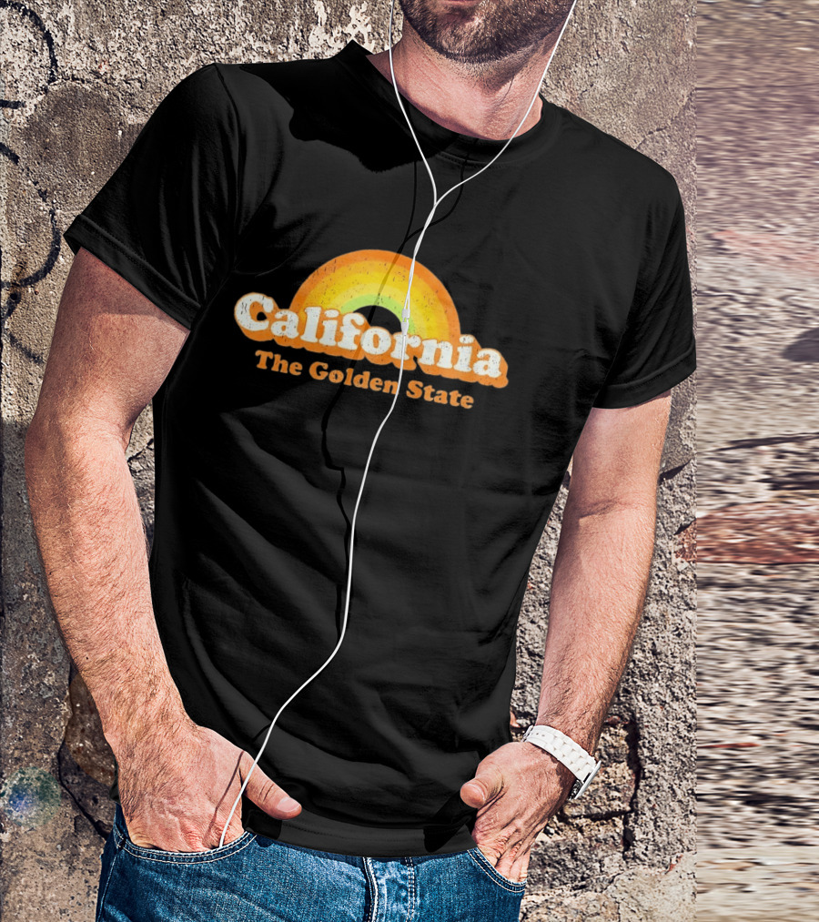 California The Golden State Retro Rainbow T-Shirt