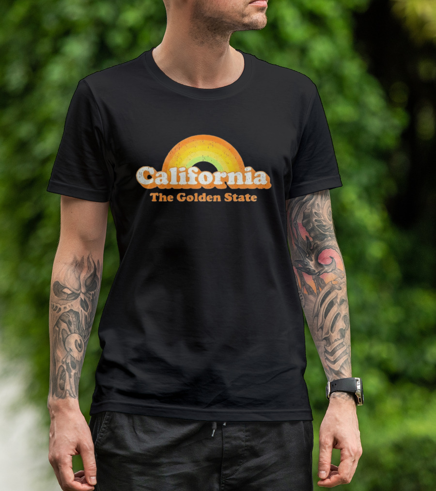 California The Golden State Retro Rainbow T-Shirt