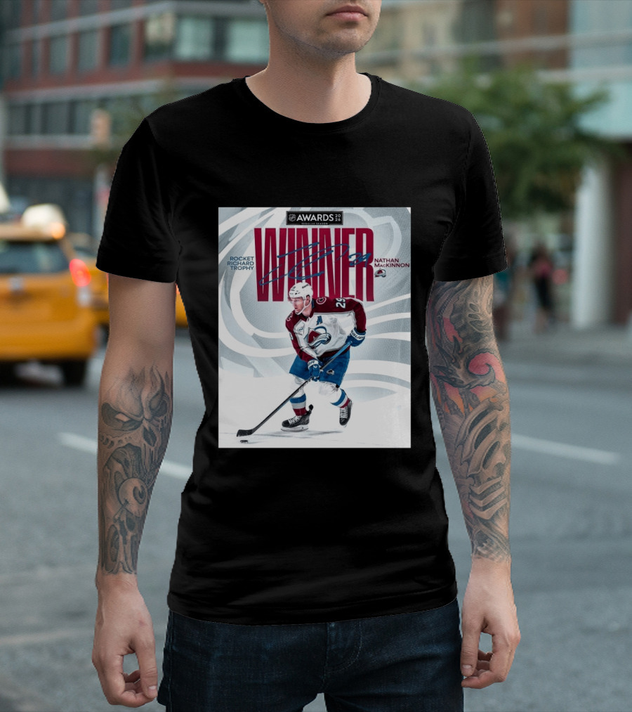 NHL 2026 Awards Rocket Richard Trophy Nathan MacKinnon Winner T-Shirt