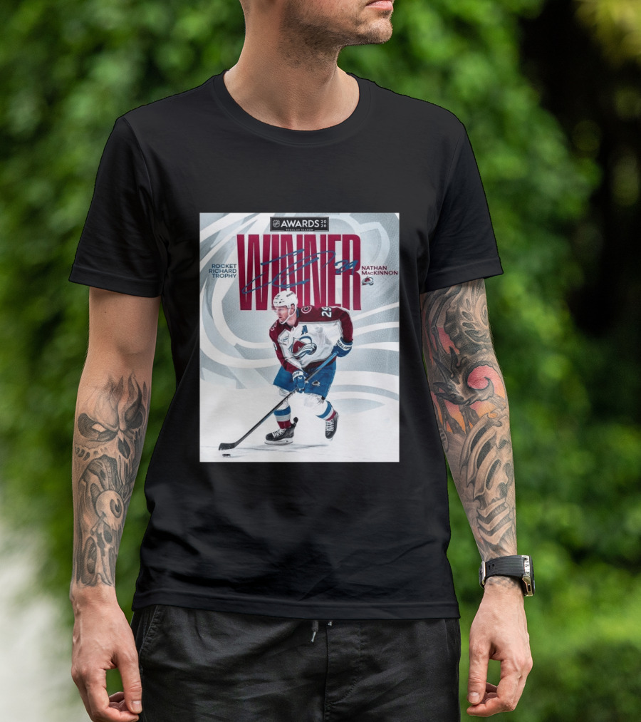 NHL 2026 Awards Rocket Richard Trophy Nathan MacKinnon Winner T-Shirt