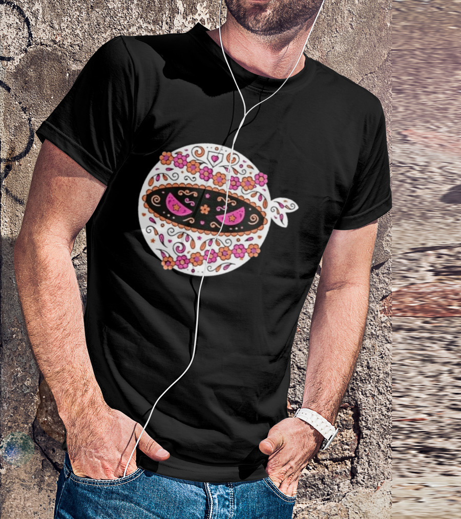 Dia De Los Muertos San Diego Padres Pitching Ninja Baseball Skull Floral T-Shirt