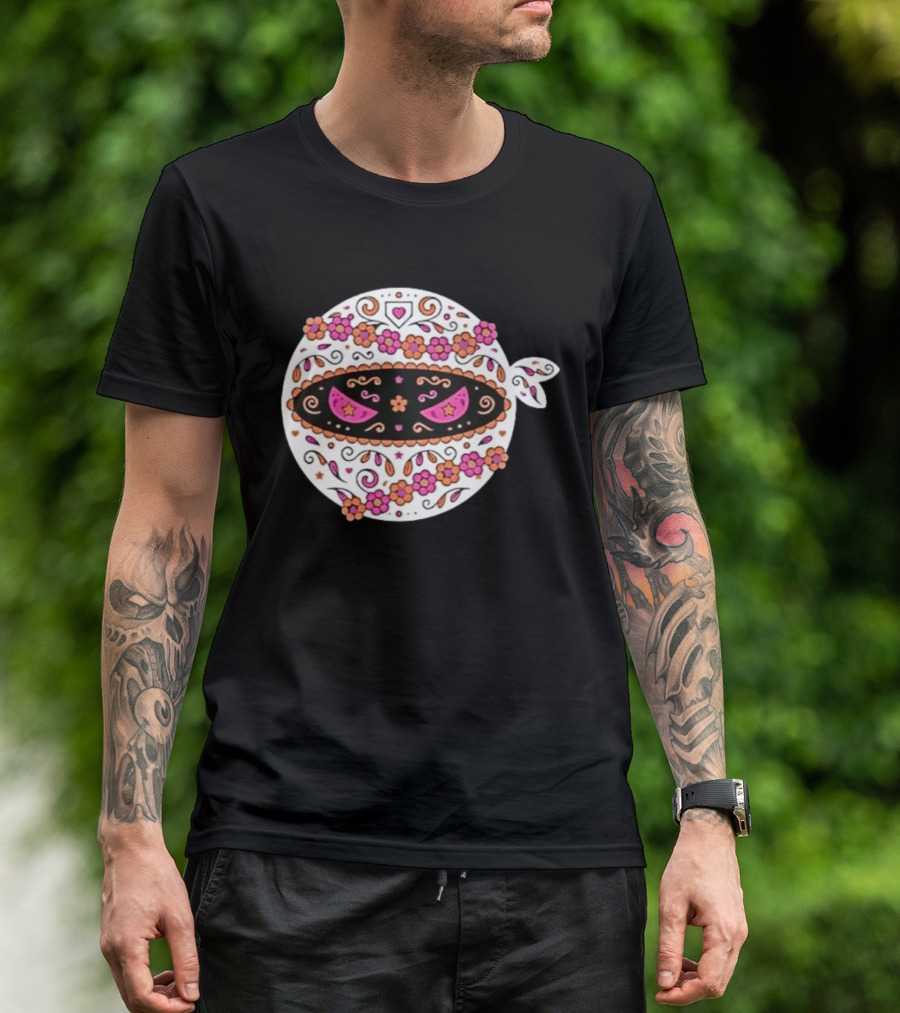 Dia De Los Muertos San Diego Padres Pitching Ninja Baseball Skull Floral T-Shirt
