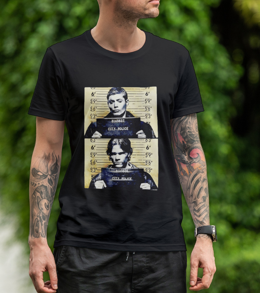 Supernatural Sam And Dean Winchester Shot City Police 81A3827 81A3826 T-Shirt