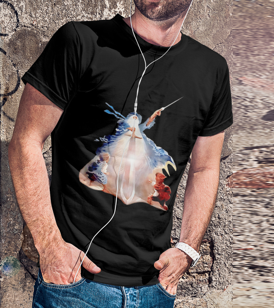 The Lord Of The Rings Gandalf And Hobbits Magic Sword Fantasy Scene T-Shirt