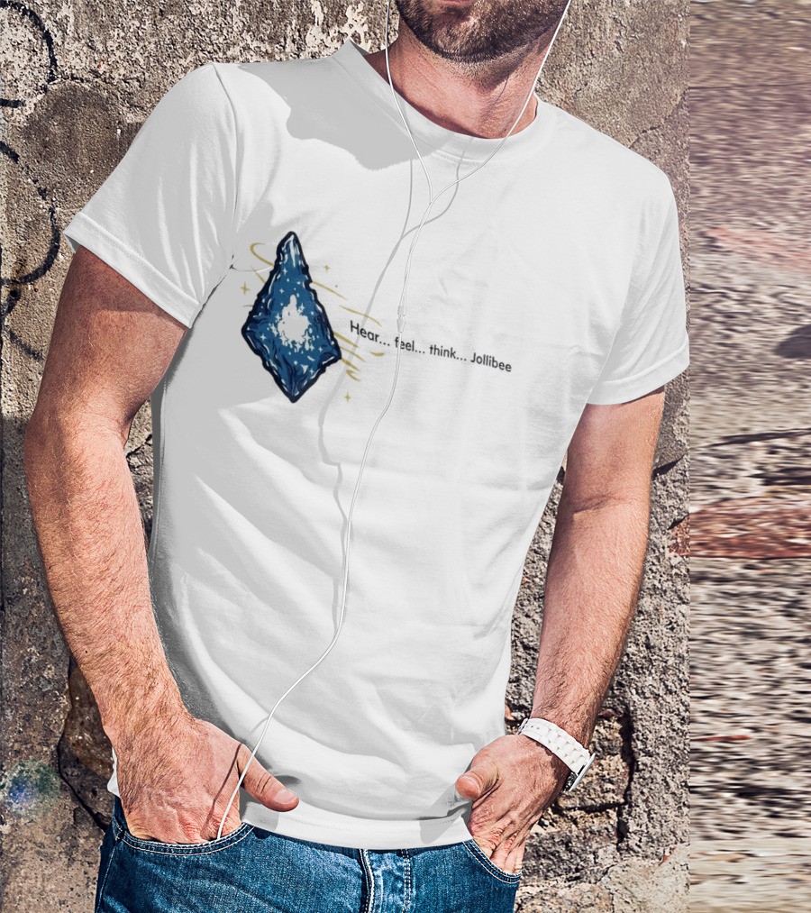 Hear Feel Think Jollibee Blue Crystal Stone T-Shirt