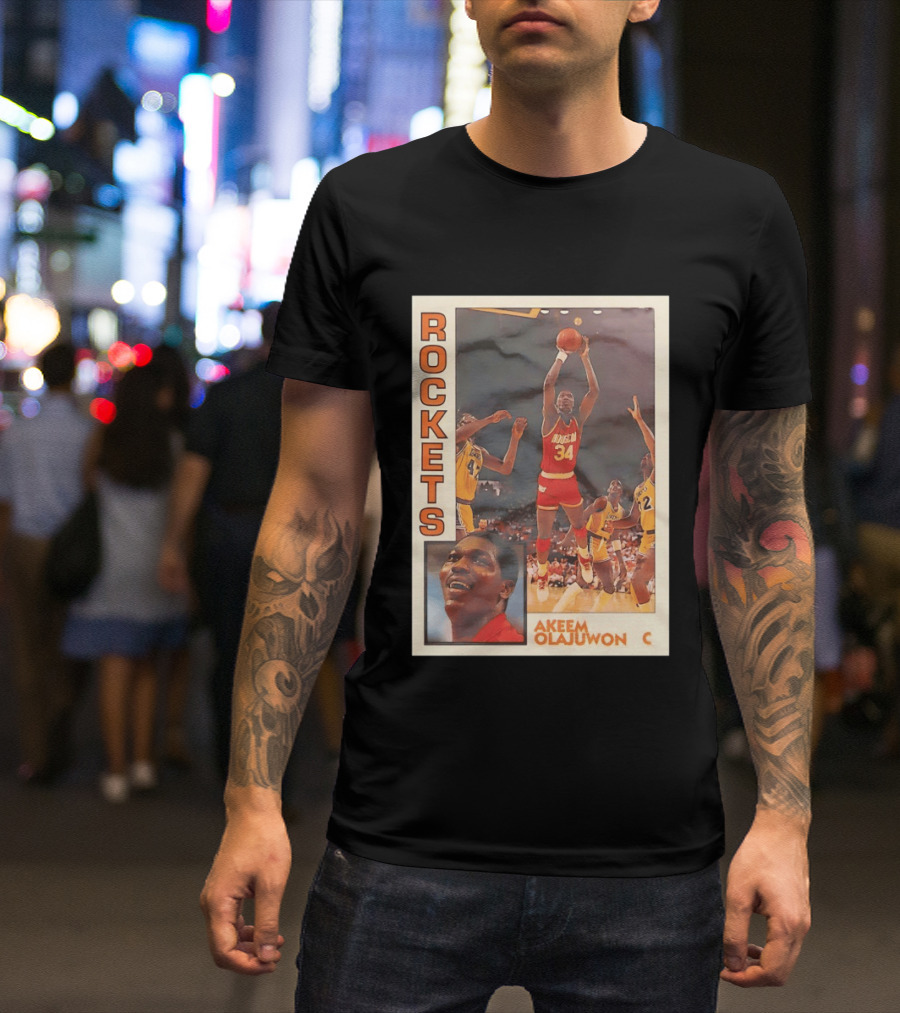 Hakeem Olajuwon Houston Rockets Vintage Basketball Card T-Shirt