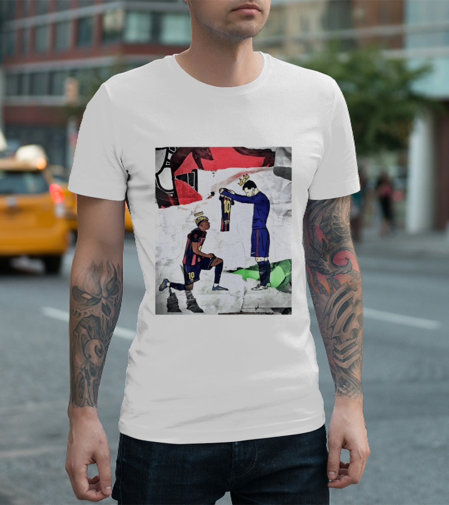 Lionel Messi Lamine Yamal Barcelona FC Art Collaboration T-Shirt