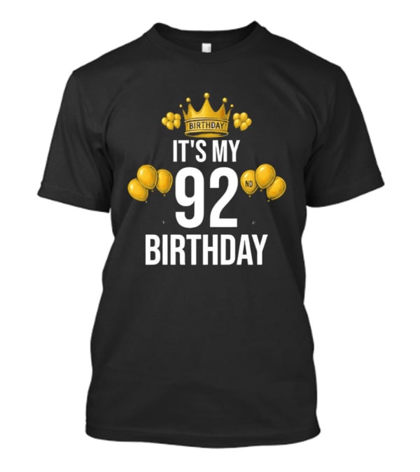 Golden Crown It's My 92nd Birthday Celebration With Paw Prints T-Shirt