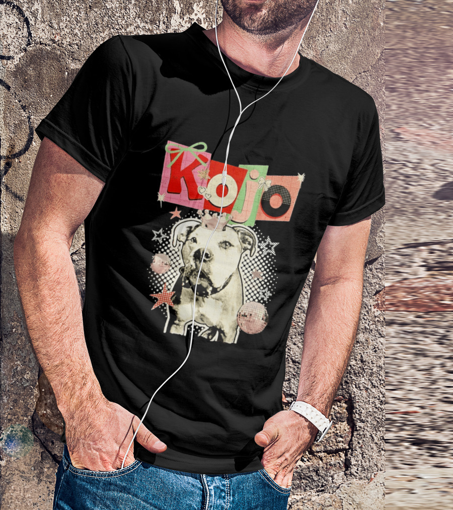Kojo Dog Crown Retro Style Collage With Hearts And Stars T-Shirt