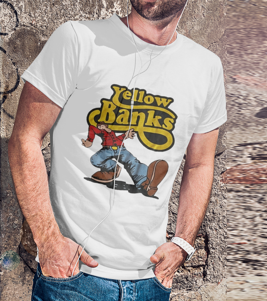 Yellow Banks Retro Cartoon Style Fun T-Shirt