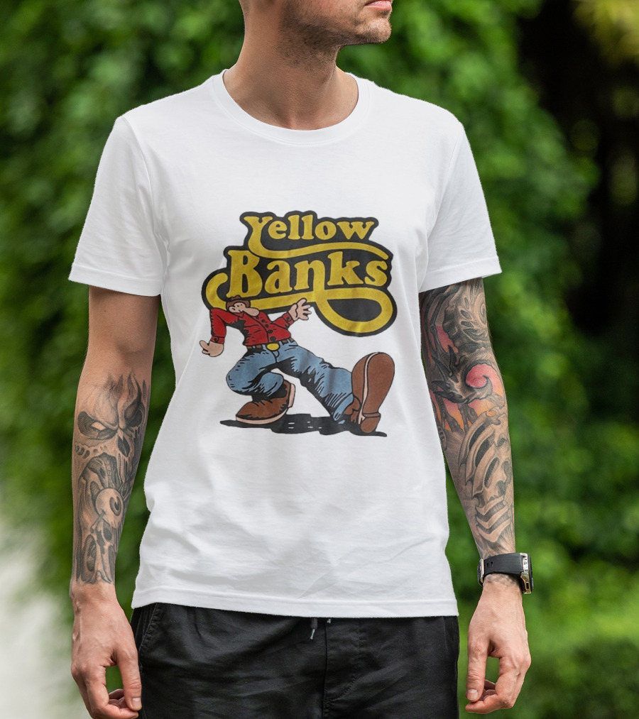 Yellow Banks Retro Cartoon Style Fun T-Shirt
