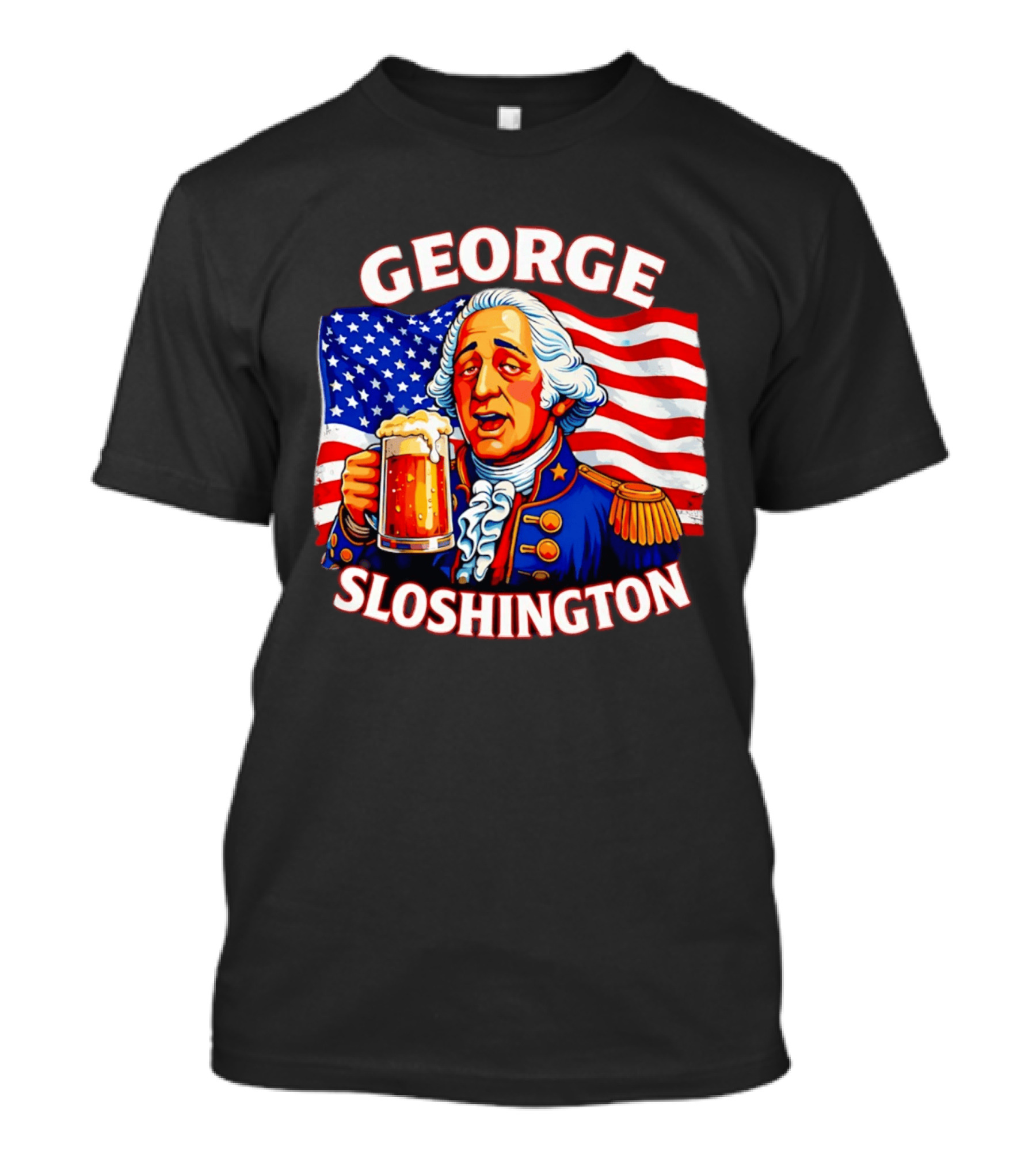 George Sloshington Patriotic Beer With American Flag T-Shirt