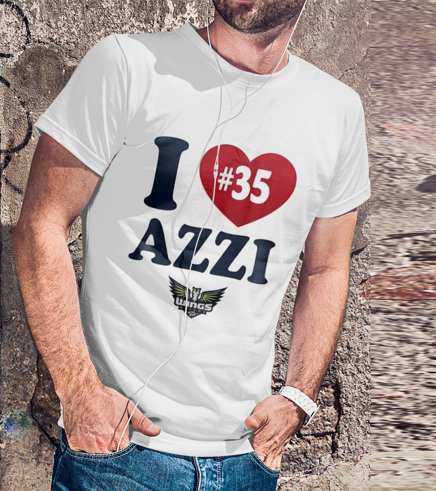 I Love Azzi Fudd Heart 35 Dallas Wings WNBA T-Shirt