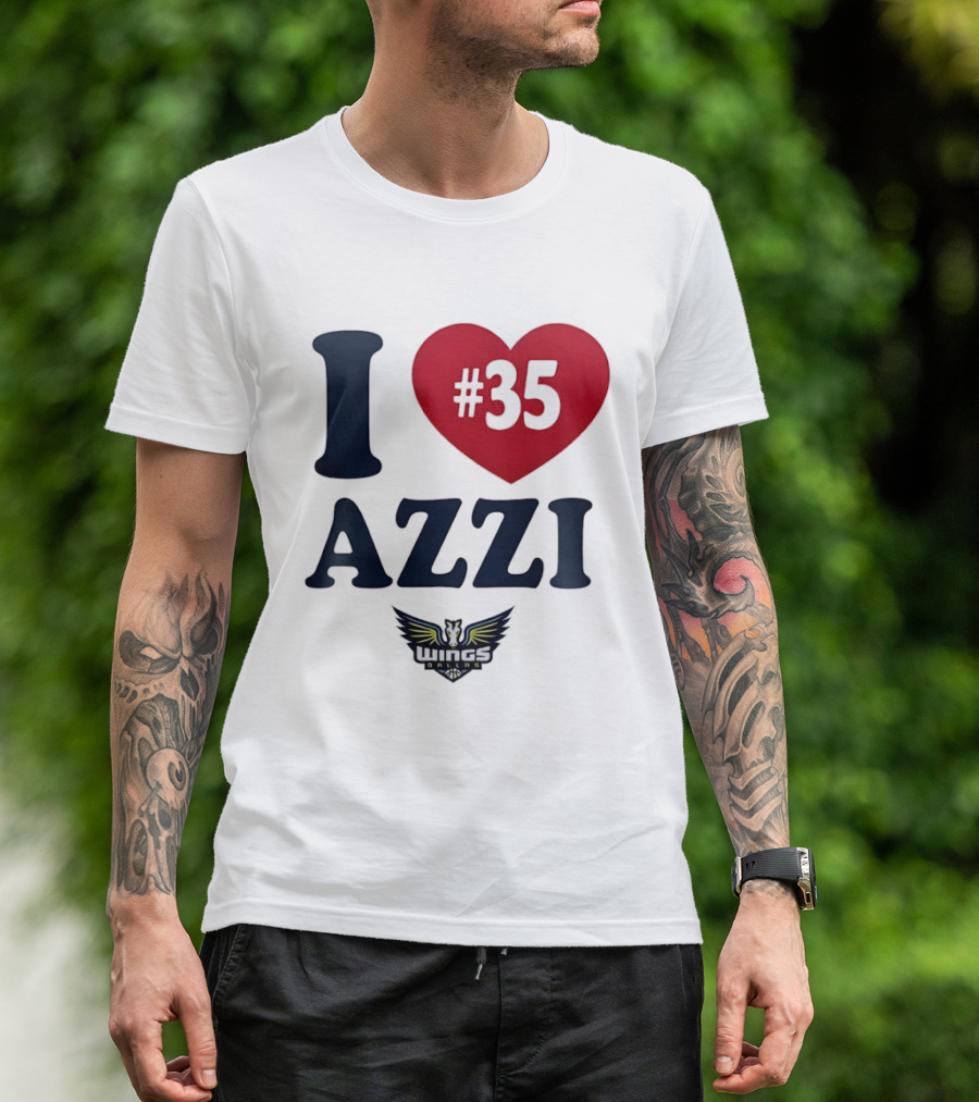 I Love Azzi Fudd Heart 35 Dallas Wings WNBA T-Shirt