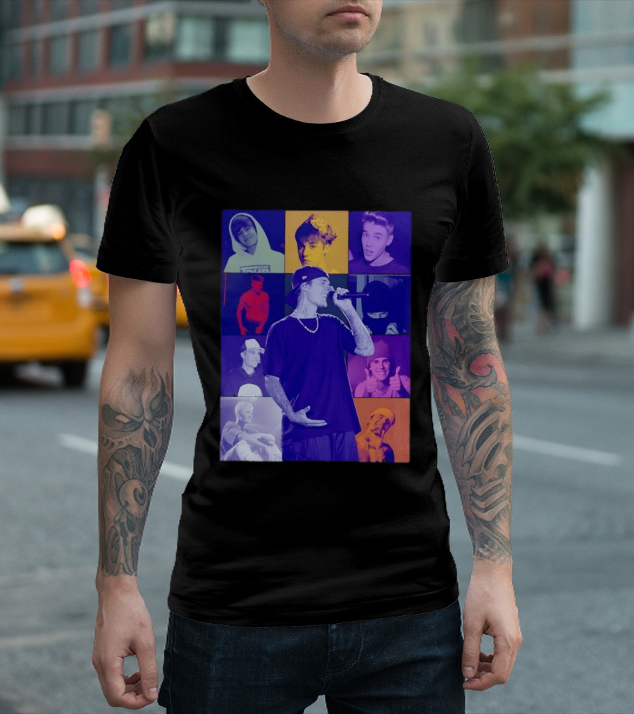 Justin Bieber The Eras Tour Concert Retro Photo Collage T-Shirt