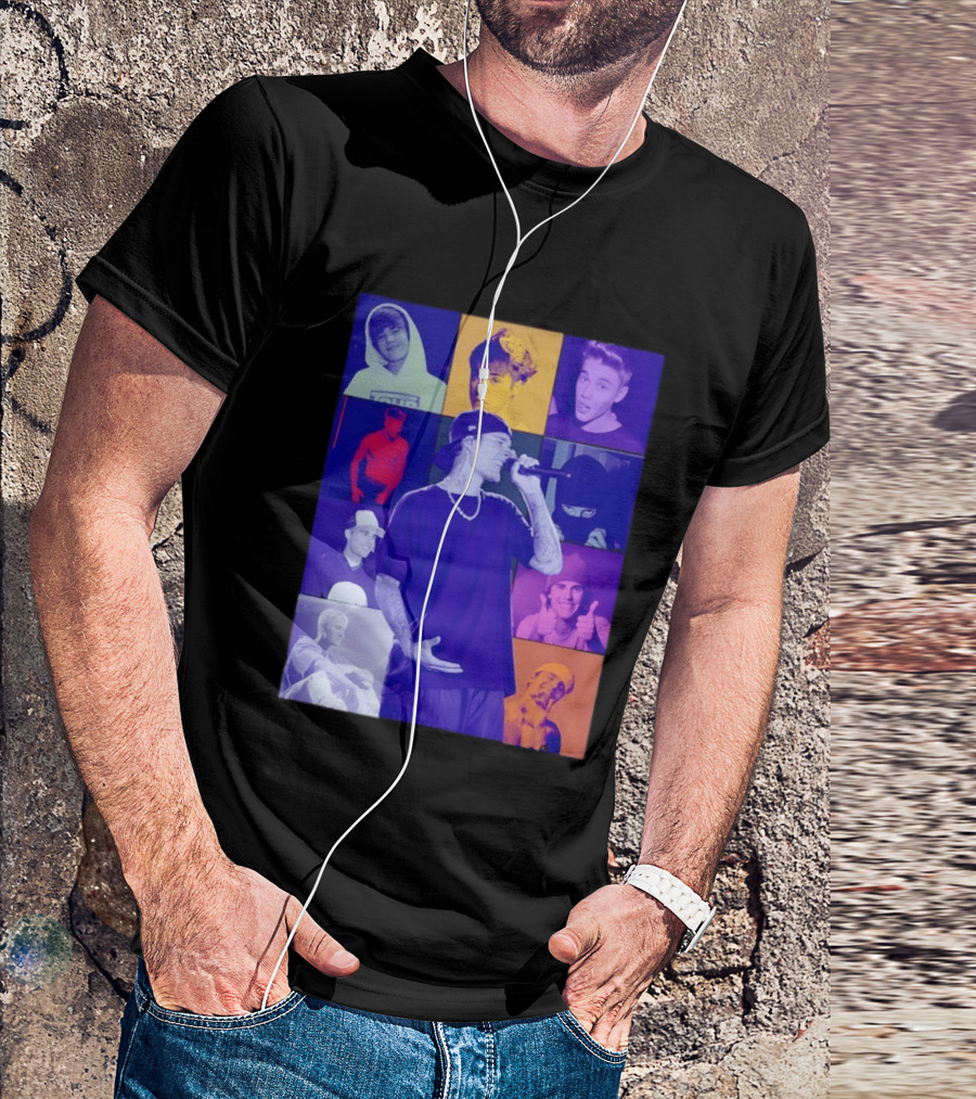 Justin Bieber The Eras Tour Concert Retro Photo Collage T-Shirt