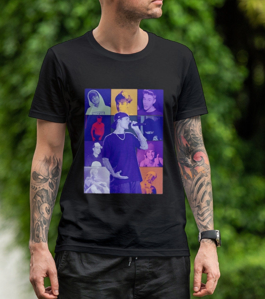 Justin Bieber The Eras Tour Concert Retro Photo Collage T-Shirt