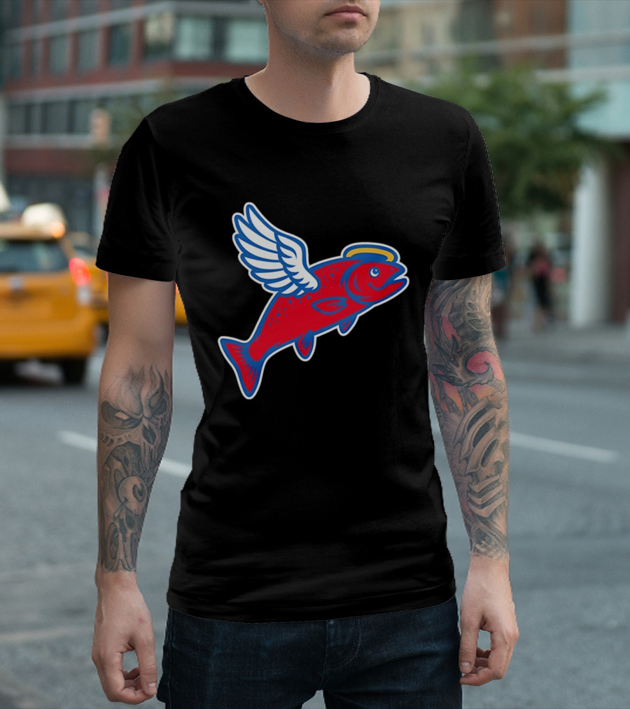 Los Angeles Angels Baseball Flying Fish With Halo And Wings T-Shirt