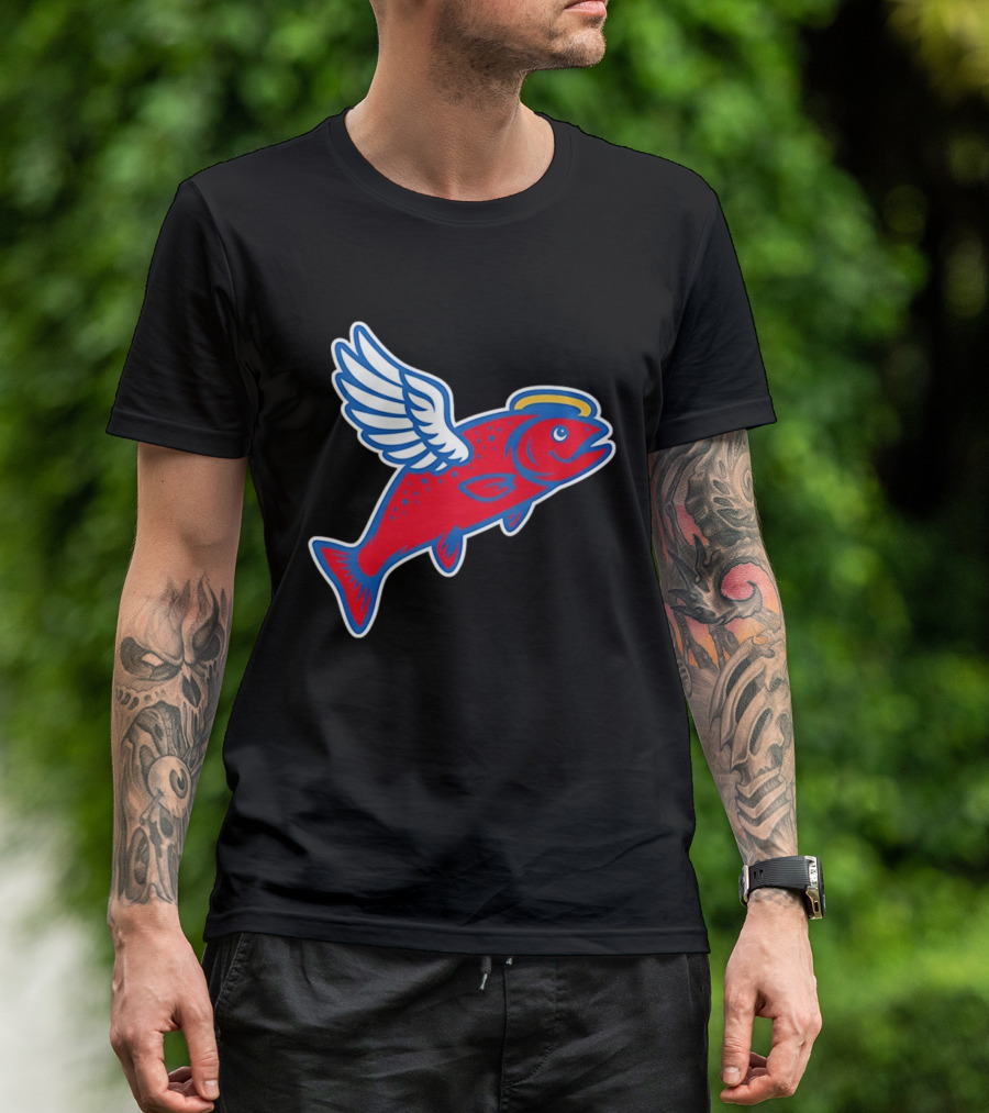 Los Angeles Angels Baseball Flying Fish With Halo And Wings T-Shirt