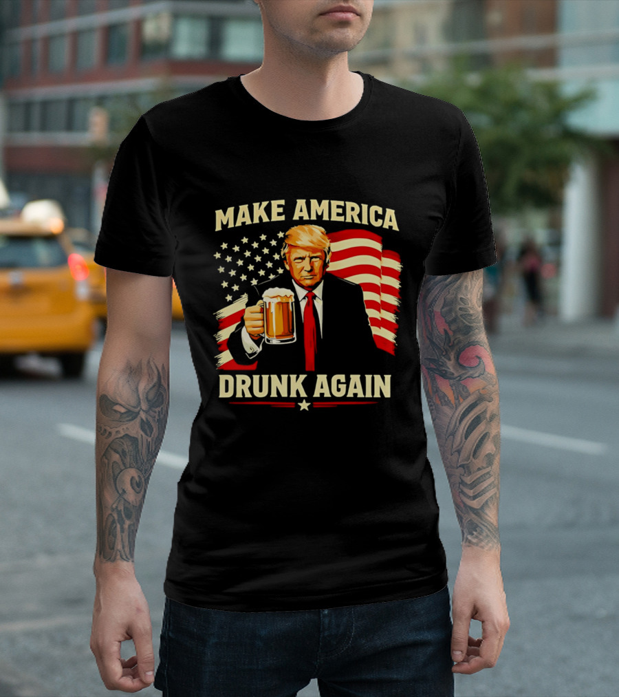 Patriotic Trump Make America Drunk Again Flag Beer T-Shirt