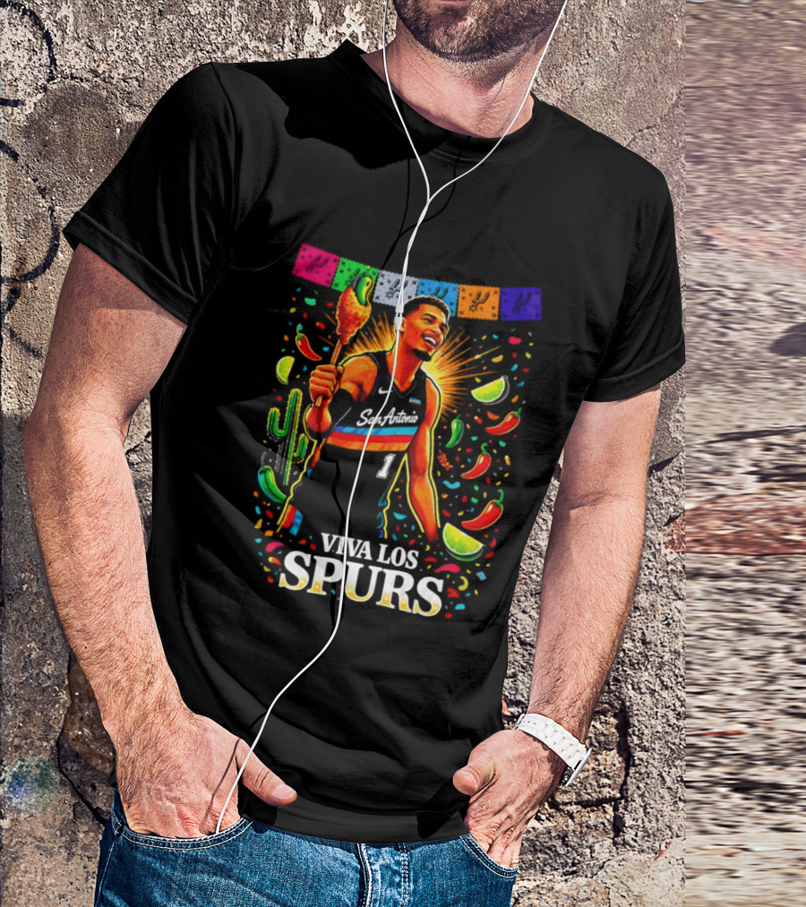 Viva Los Spurs Victor Wembanyama San Antonio Basketball NBA Fiesta Celebration T-Shirt