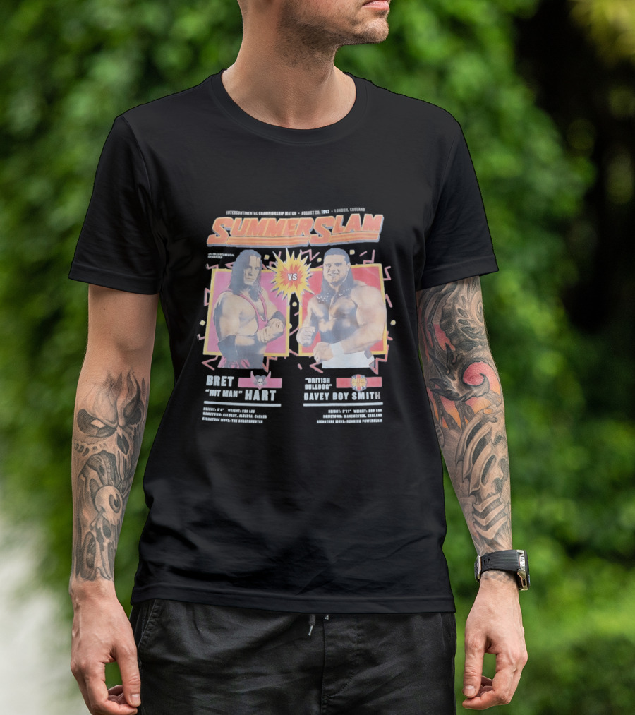 WWE SummerSlam 1992 Bret Hart Vs Davey Boy Smith Ultimate Match T-Shirt