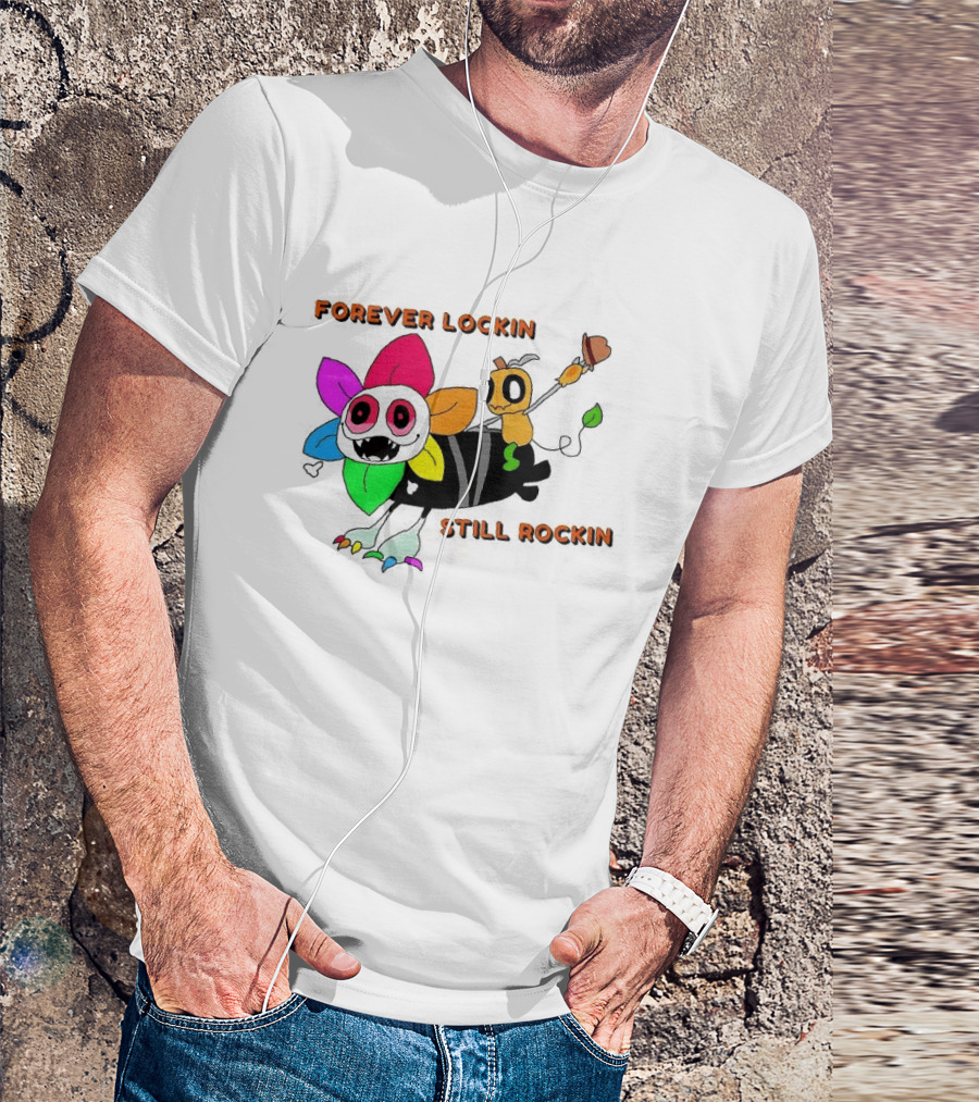 Forever Lockin Still Rockin Colorful Creature Toon T-Shirt
