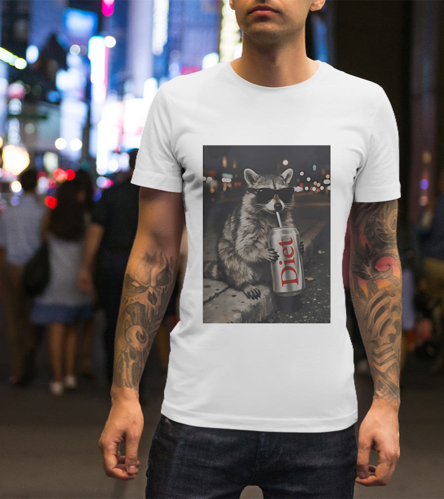 Raccoons Diet Soda Gen Z Dank Meme Raccoon With Sunglasses And Soda Can T-Shirt