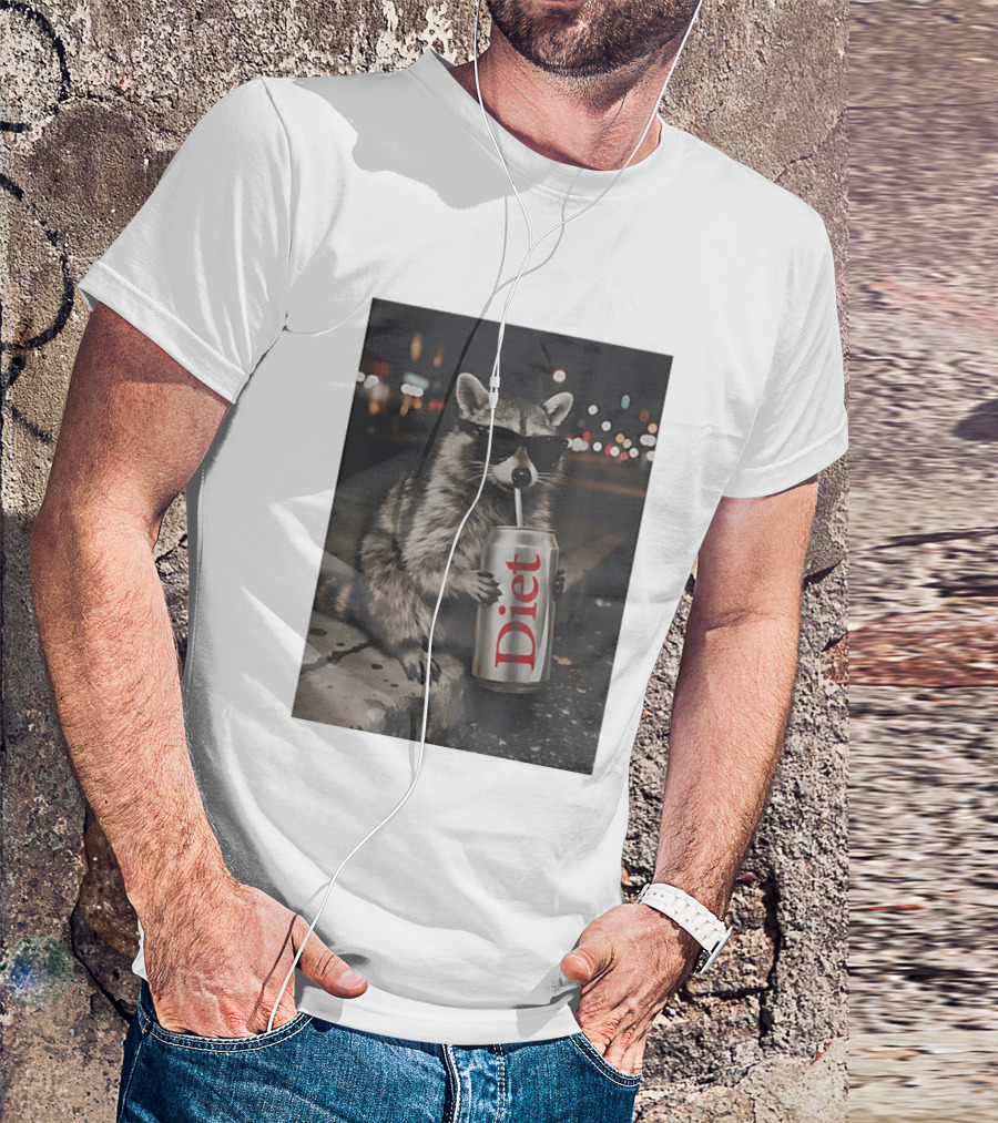 Raccoons Diet Soda Gen Z Dank Meme Raccoon With Sunglasses And Soda Can T-Shirt