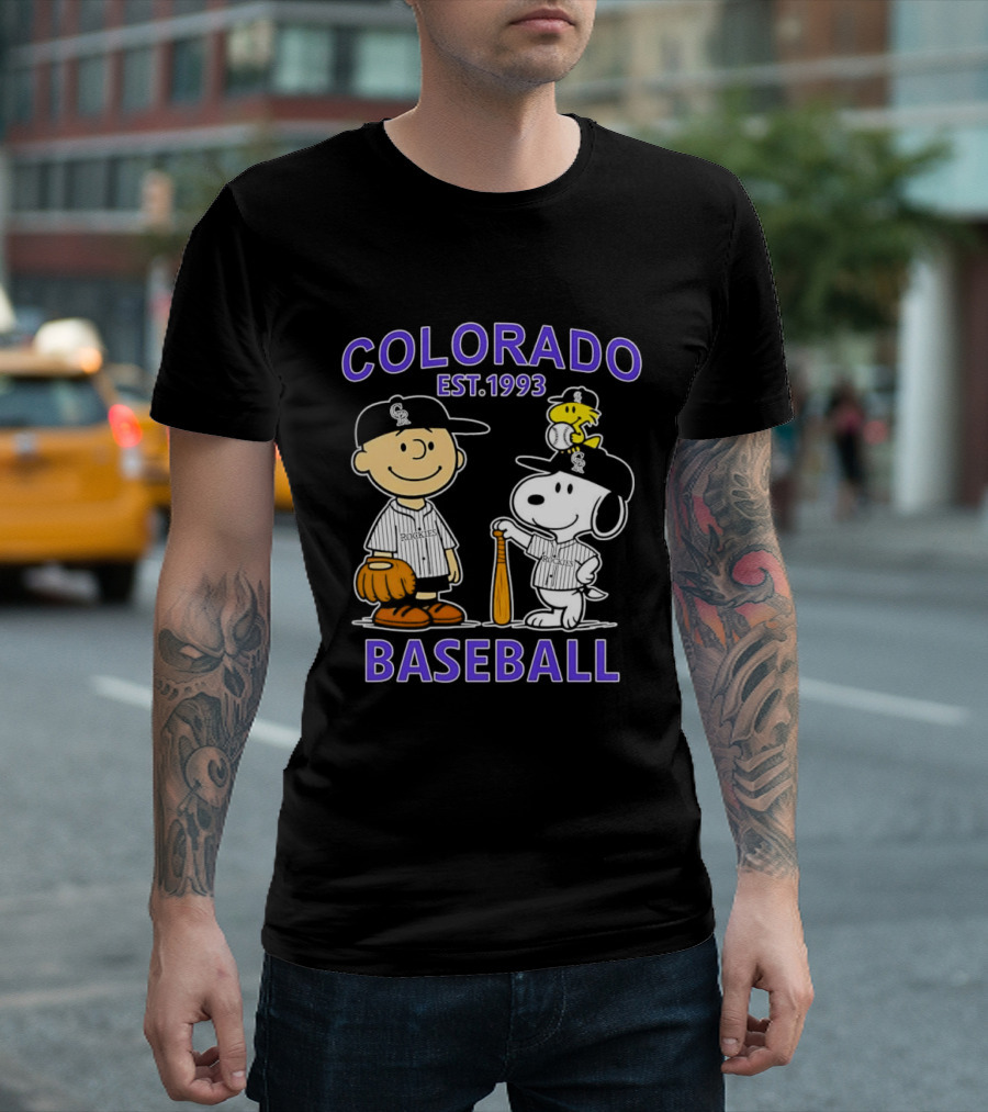 Charlie Brown Snoopy Woodstocks Colorado Baseball EST 1993 T-Shirt
