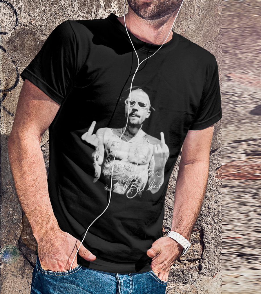 Justin Bieber Middle Finger Bieberchella World Tour 2026 Black And White Tattoo T-Shirt