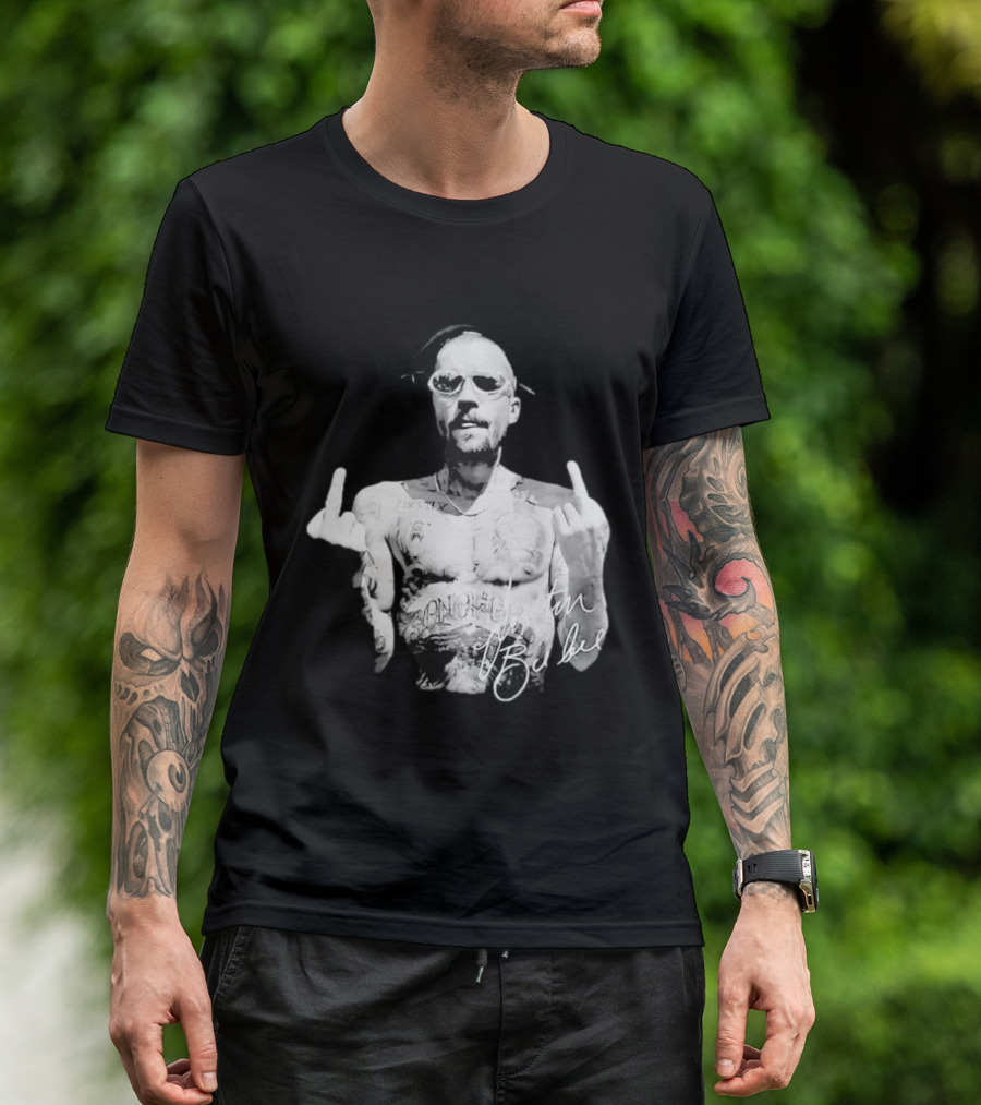 Justin Bieber Middle Finger Bieberchella World Tour 2026 Black And White Tattoo T-Shirt