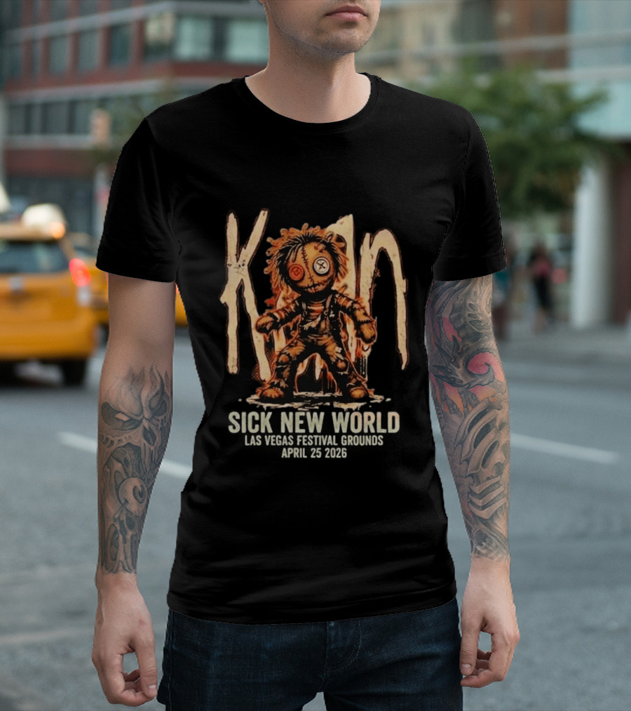 Korn Sick New World Festival 2026 Las Vegas Festival Grounds April 25 Stitch Doll T-Shirt