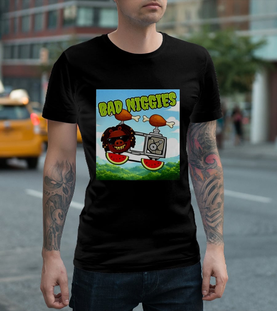 Bad Niggies Angry Birds Parody Flying Pig T-Shirt
