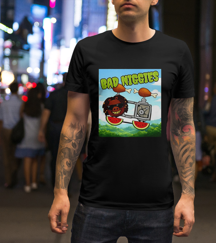 Bad Niggies Angry Birds Parody Flying Pig T-Shirt