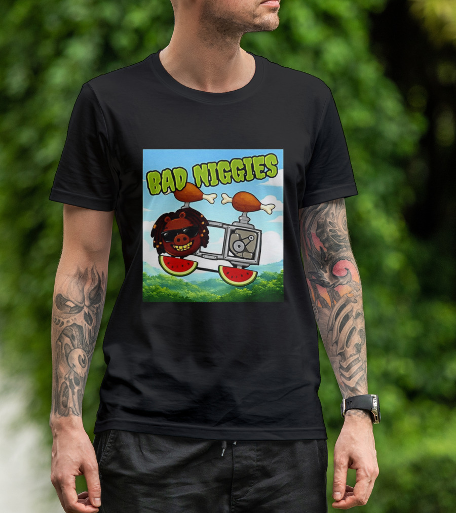 Bad Niggies Angry Birds Parody Flying Pig T-Shirt