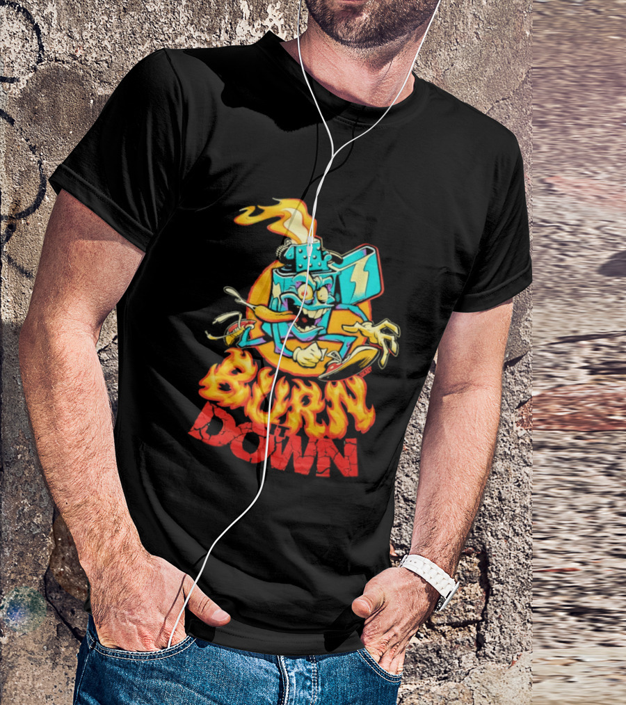 Burn It Down Lighter Mascot With Flames T-Shirt