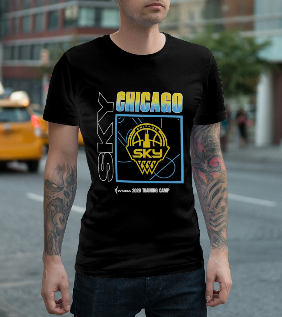 Chicago Sky WNBA 2026 Training Camp Logo With Basketball And Skyline T-Shirt