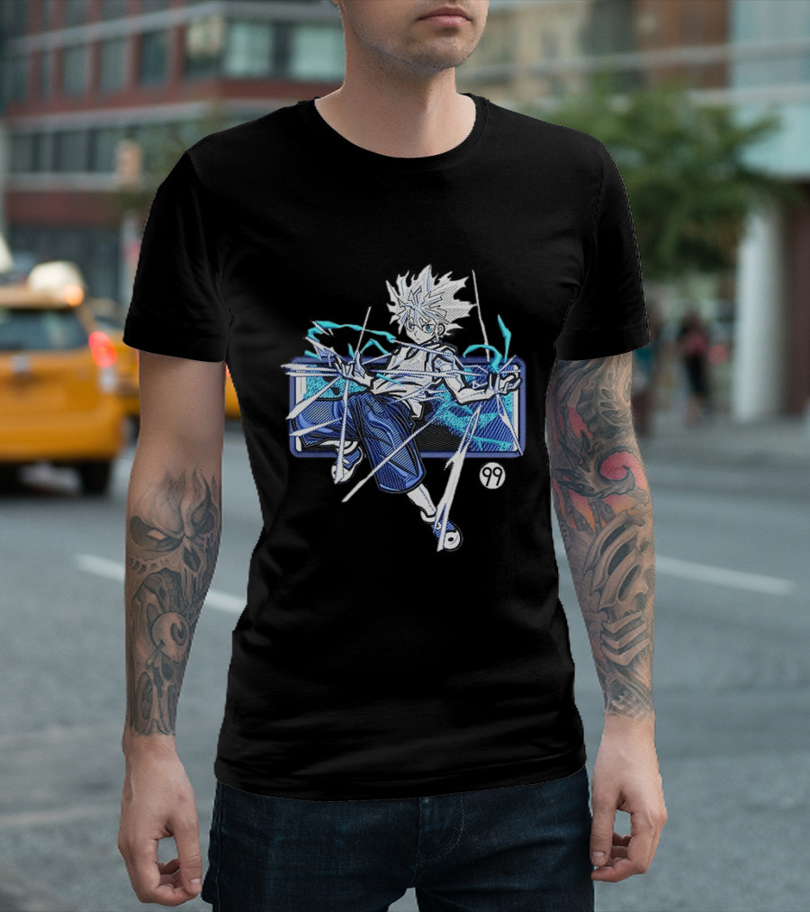 Hunter X Hunter Killua 99 Anime Graphic Manga Style Electric Aura T-Shirt