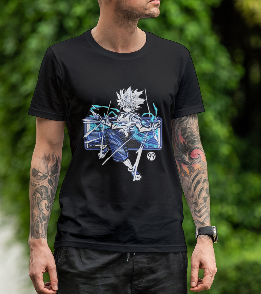 Hunter X Hunter Killua 99 Anime Graphic Manga Style Electric Aura T-Shirt