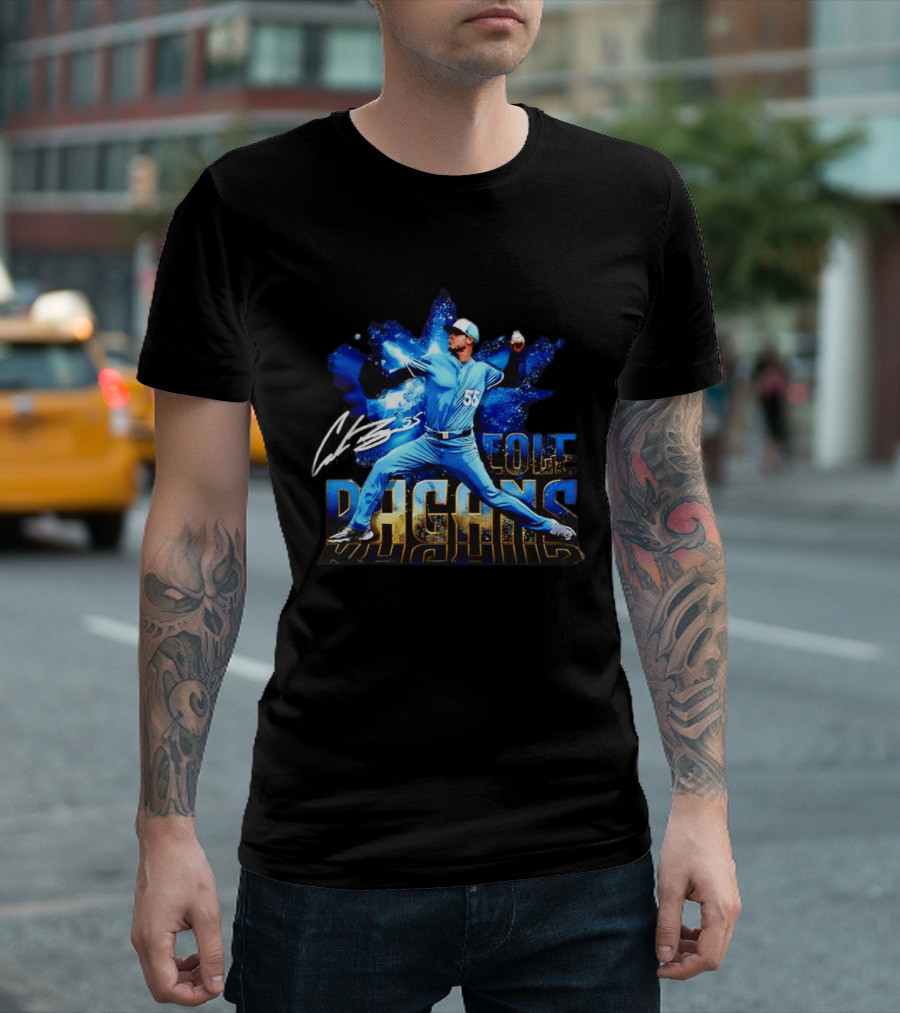 Cole Ragans 55 Kansas City Royals MLB Burst Pitcher Action T-Shirt
