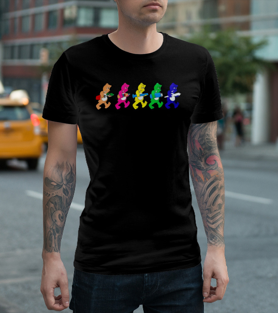 Colorful Cartoon Bears With Vibrant Smoking Accessories T-Shirt