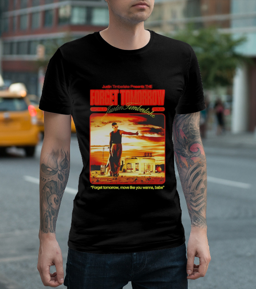 Forget Tomorrow World Tour Justin Timberlake Gas Station Scene T-Shirt