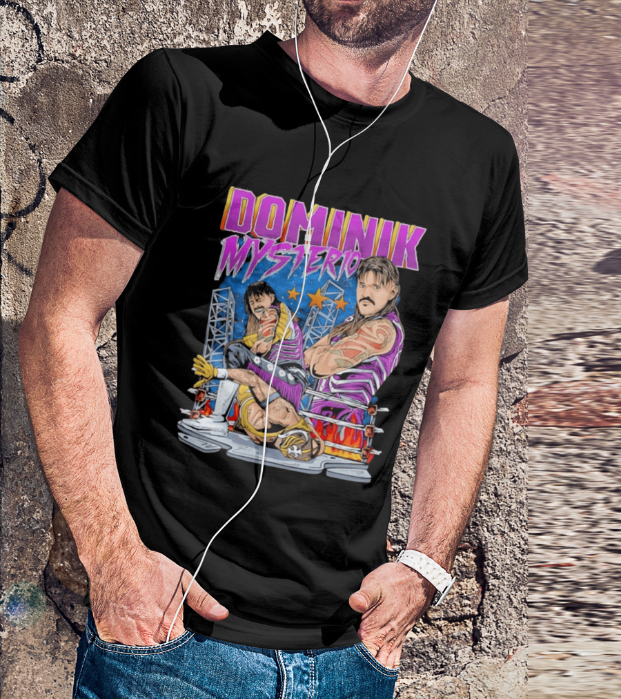 Dominik Mysterio Wrestling Match Illustration Purple Star T-Shirt