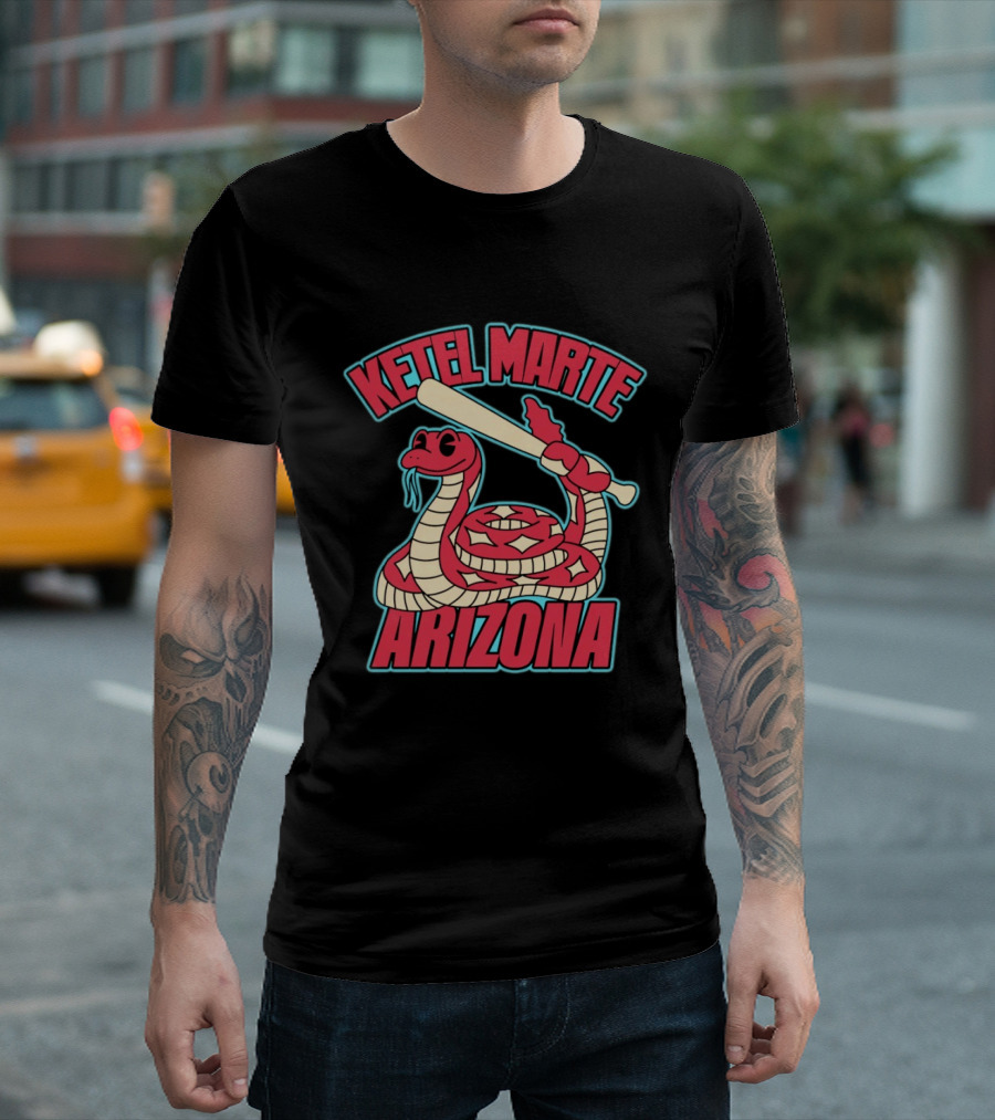 Ketel Marte Arizona Snake Cartoon With Baseball Bat T-Shirt