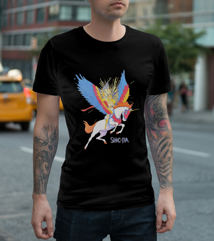 She Ra Riding Swift Wind Pegasus Unicorn Adventure T-Shirt